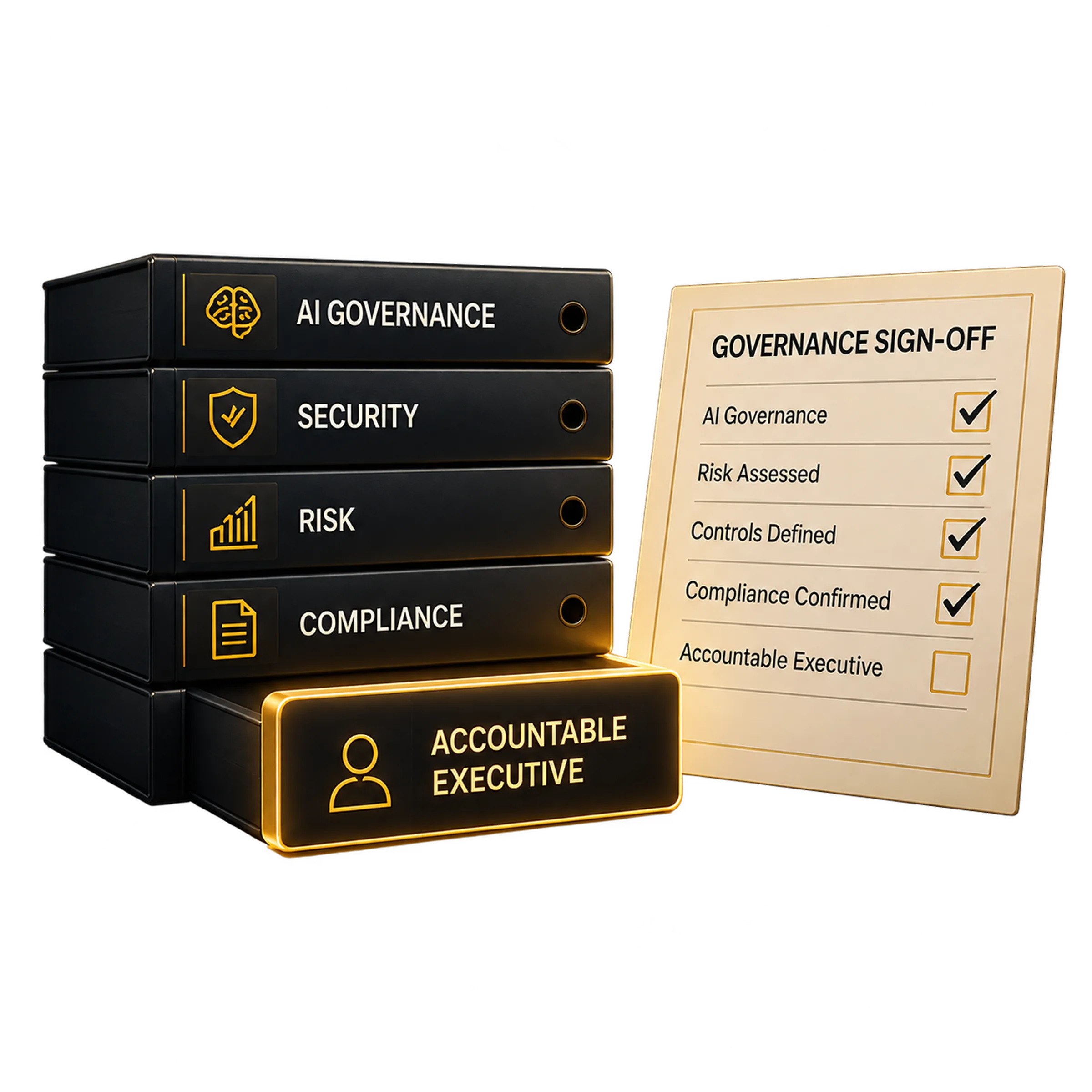 AI governance, security, risk and compliance kit with a governance sign-off checklist